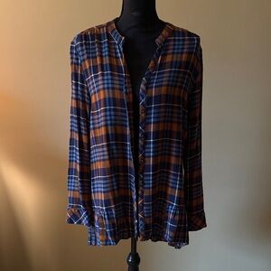 Matilda Jane Blue and Orange Plaid Shirt